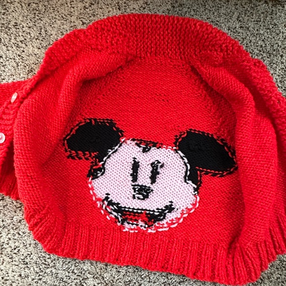 Vintage infant/toddler size handmade Mickey Mouse shawl collar cardigan - Picture 3 of 8